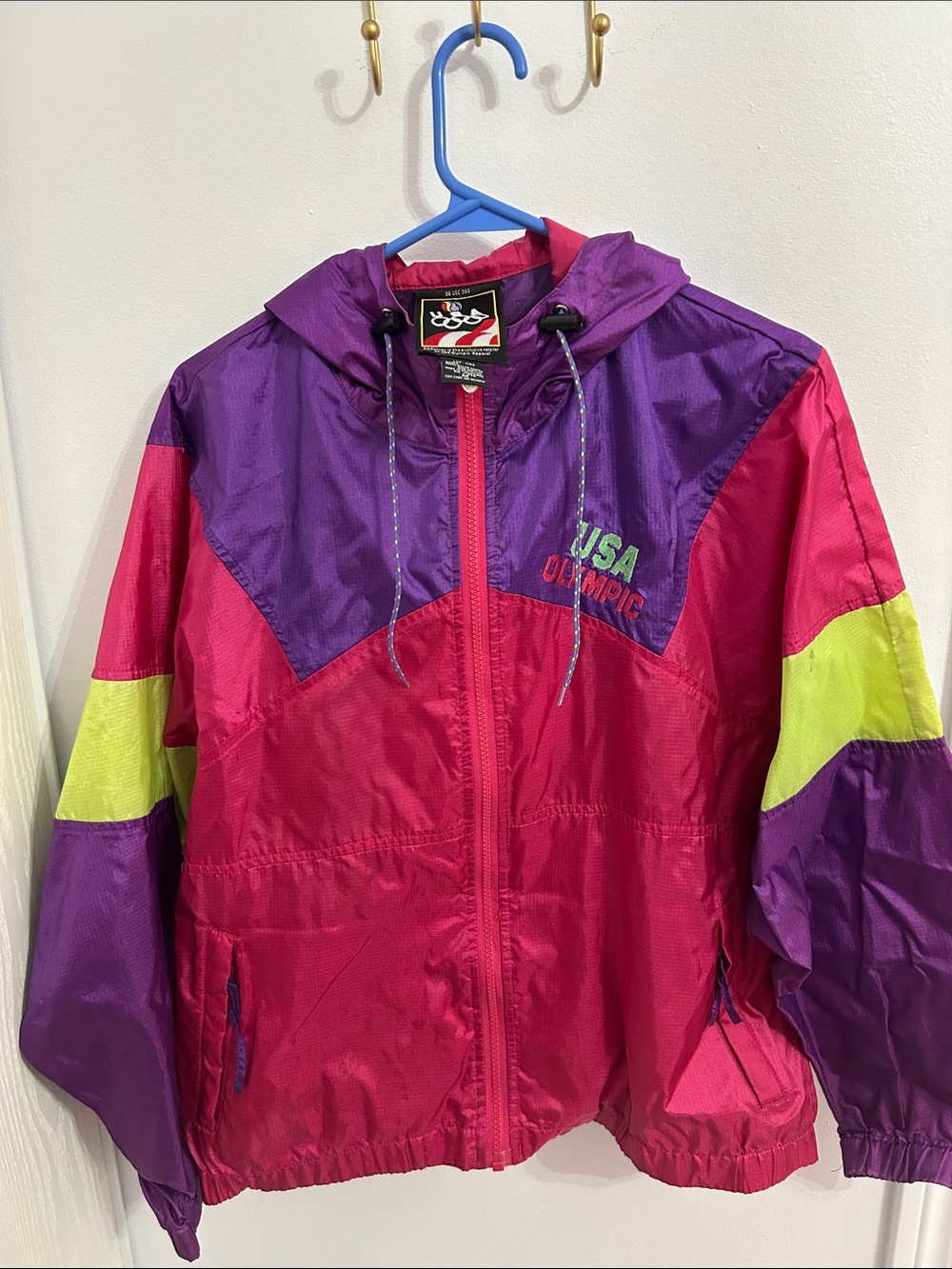 Kids Colorblock Rain Jacket - Pink & Purple with Neon Accent